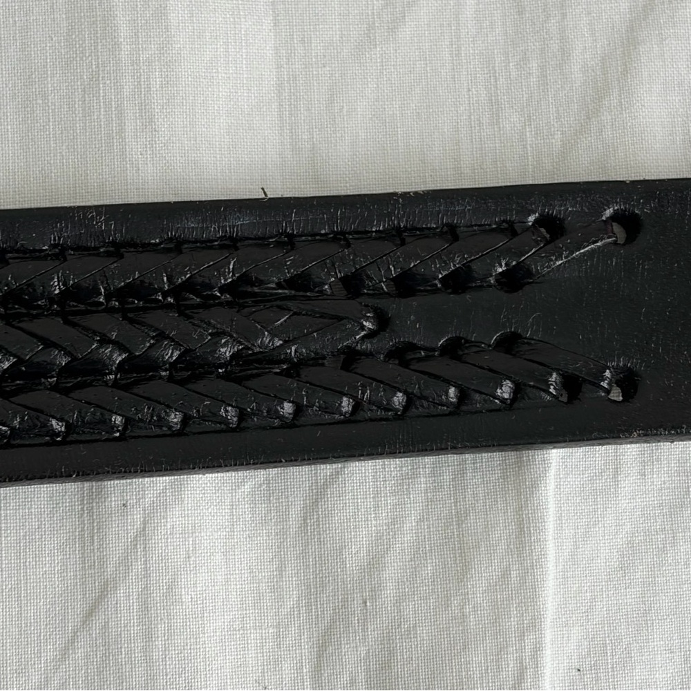 JC Mexico Black Woven Leather Men's Belt - Picture 12 of 15